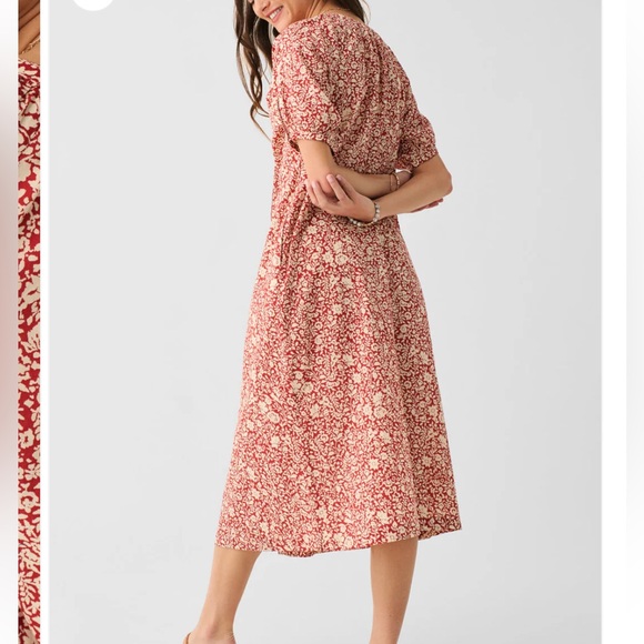 NEW Faherty Carmel floral button front self belt tie dress Spice Sunrise Floral - Picture 4 of 16